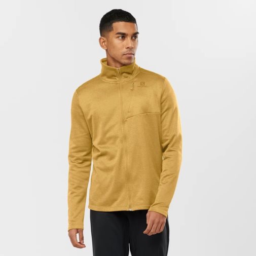 Gold Salomon Essential Lightwarm Heather Full Zip Men's Jackets | IE WG9304